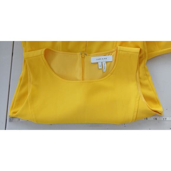 Lark & Ro Yellow Sleeveless Ruffle Hem Dress Womens 8 Work Office Career Casual - Picture 9 of 14